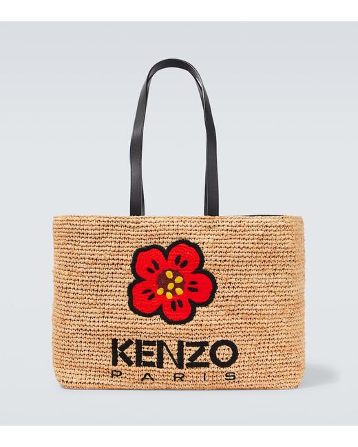 Kenzo Large Boke Flower raffia tote bag