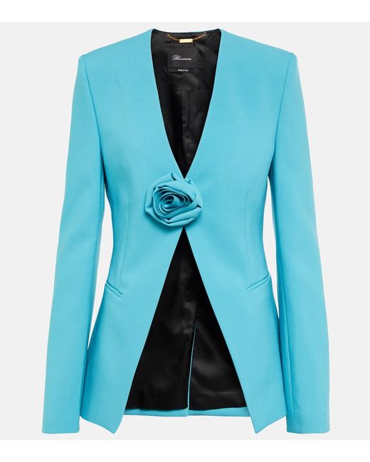Blumarine Rose-embellished collarless blazer