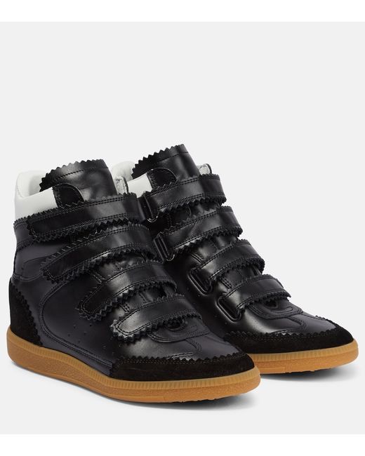 Isabel Marant Bilsy high-top leather and suede sneakers