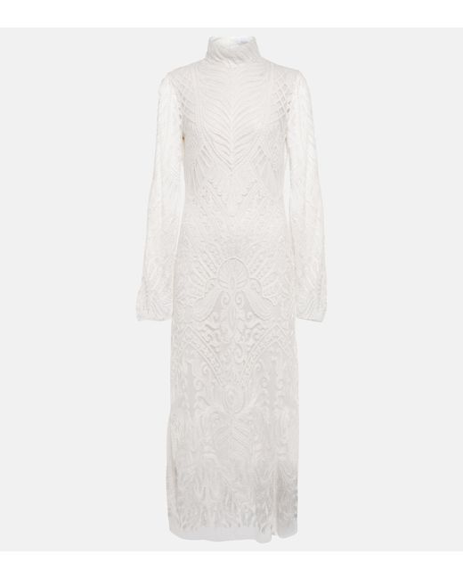 Galvan Bridal Borghese backless lace midi dress