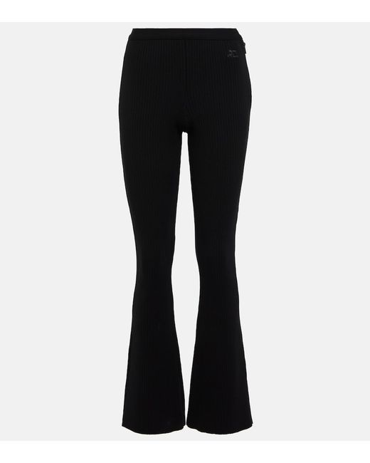 Courrèges Ribbed-knit high-rise flare pants
