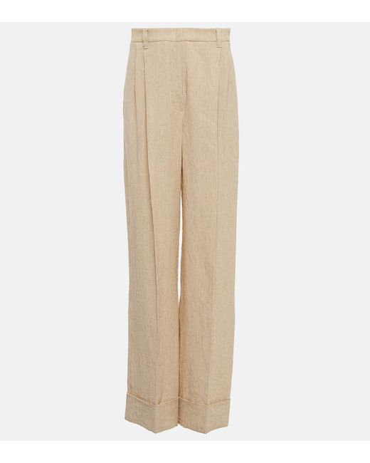 Brunello Cucinelli High-rise wide-leg linen pants
