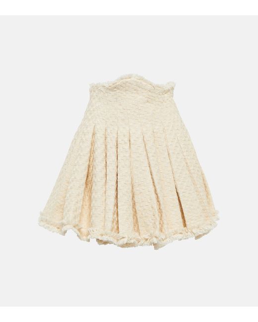 Balmain Cotton-blend tweed pleated skirt