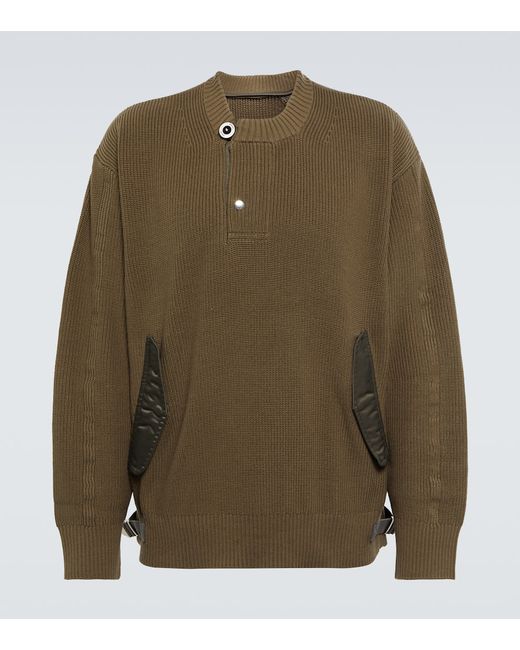 Sacai Ribbed-knit cotton-blend sweater