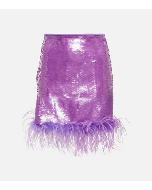 Giuseppe Di Morabito Feather-trimmed sequined miniskirt