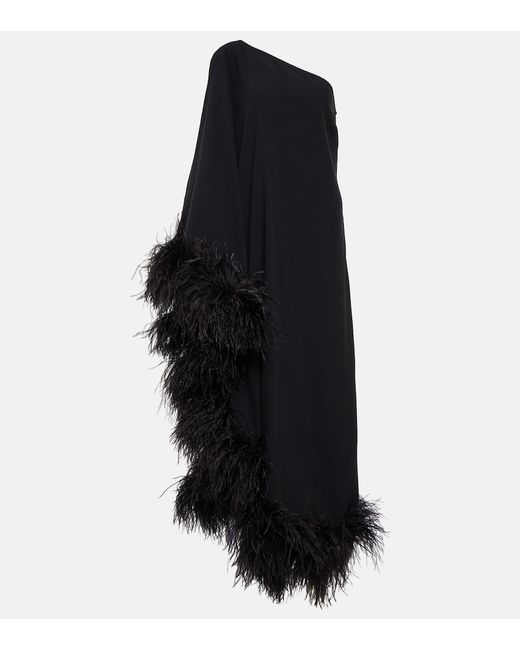 Taller Marmo Feather-trimmed one-shoulder gown