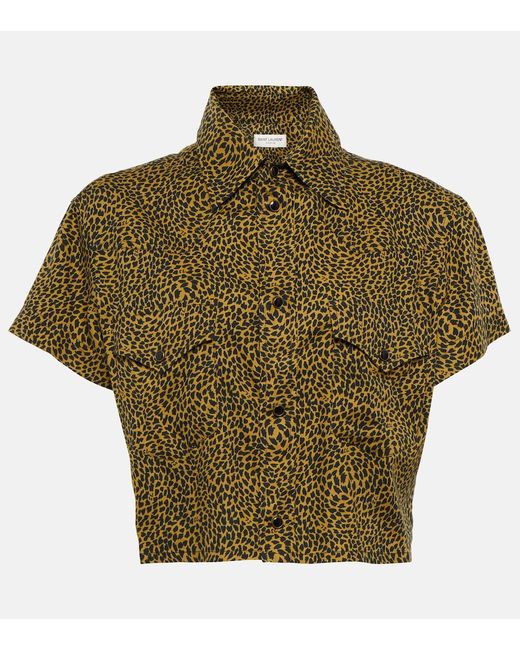 Saint Laurent Leopard-print cotton-blend shirt