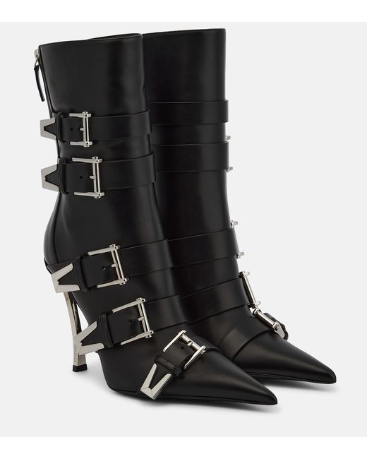Versace Pin-Point Buckle leather ankle boots