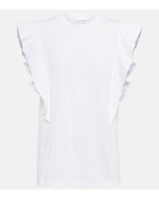 Chloé Ruffle-trimmed cotton jersey T-shirt