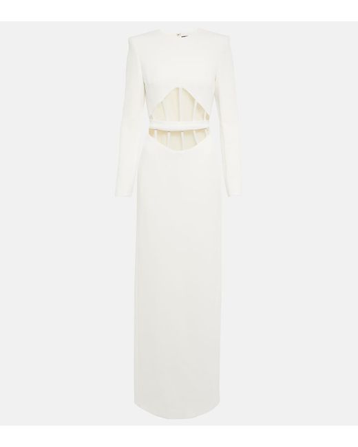 David Koma Mesh-trimmed cady gown