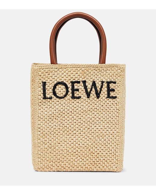 Loewe Leather-trimmed raffia tote bag
