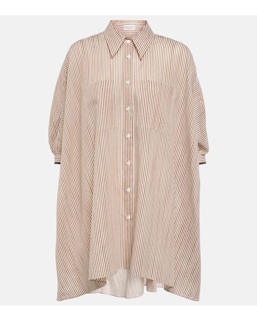 Brunello Cucinelli Striped cotton and silk-blend shirt