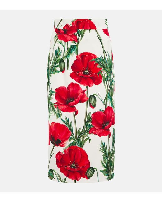 Dolce & Gabbana -printed silk-blend midi skirt