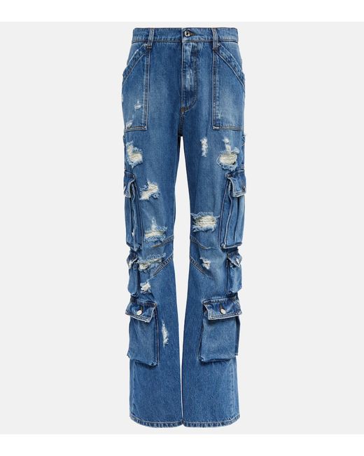 Dolce & Gabbana Distressed high-rise straight jeans