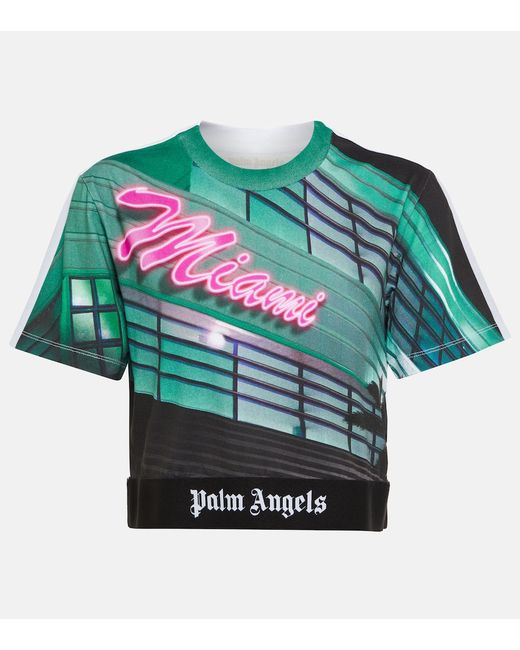 Palm Angels Printed cropped cotton T-shirt