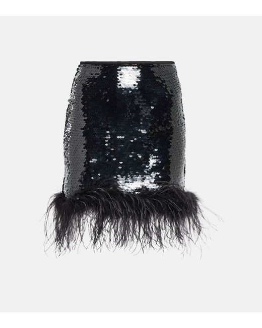 Giuseppe Di Morabito Feather-trimmed sequined miniskirt