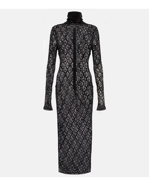 Dolce & Gabbana Logo open-knit cotton-blend midi dress
