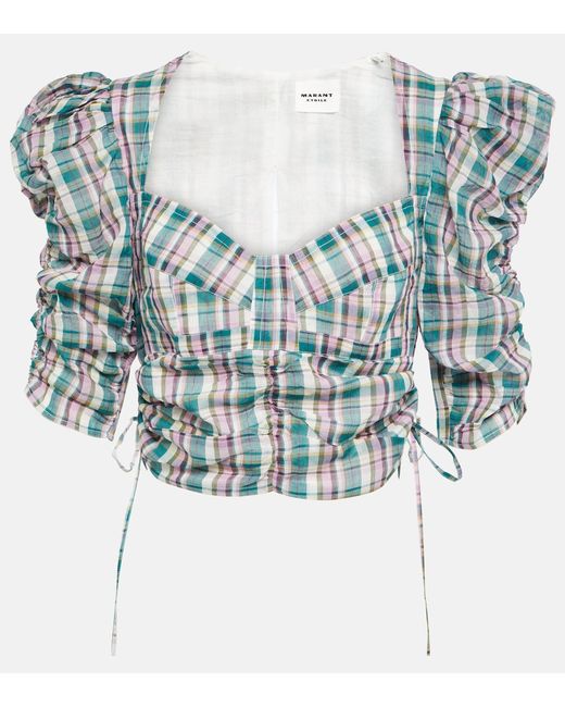 Isabel Marant Etoile Galaor checked cotton crop top