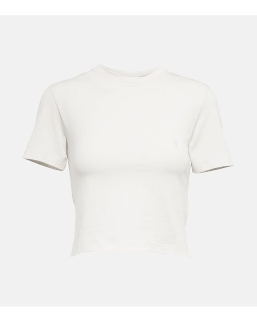 Saint Laurent Logo cotton cropped T-shirt