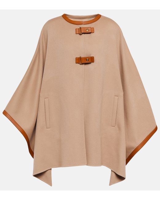 Loro Piana Kirna leather-trimmed cashmere cape