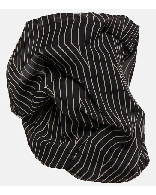 Rick Owens Striped strapless silk top