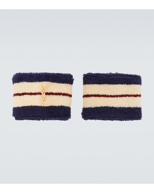 Saint Laurent Striped cotton wristbands