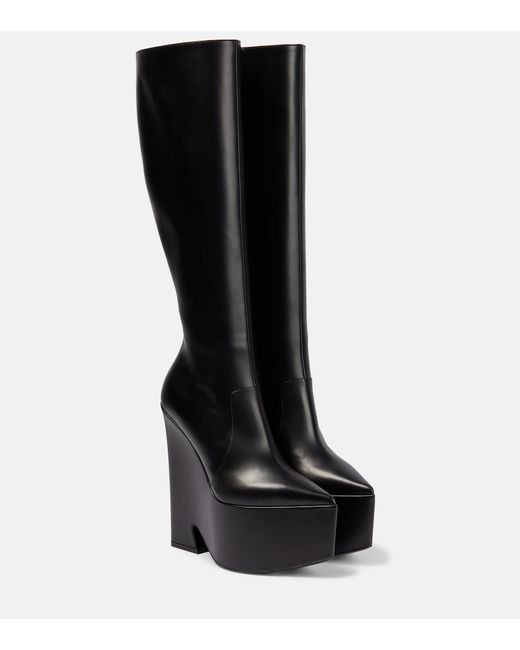 Versace Tempest leather platform knee-high boots