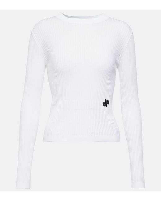 Patou Ribbed-knit cropped cotton sweater