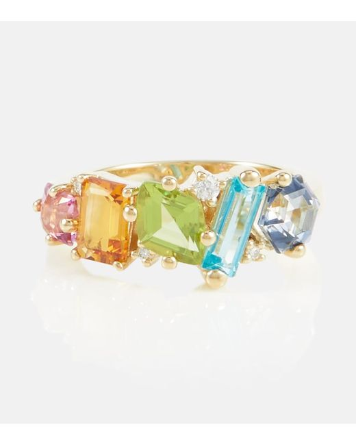 Suzanne Kalan Nadima Glimmer 14kt gold ring with topaz citrine and diamonds