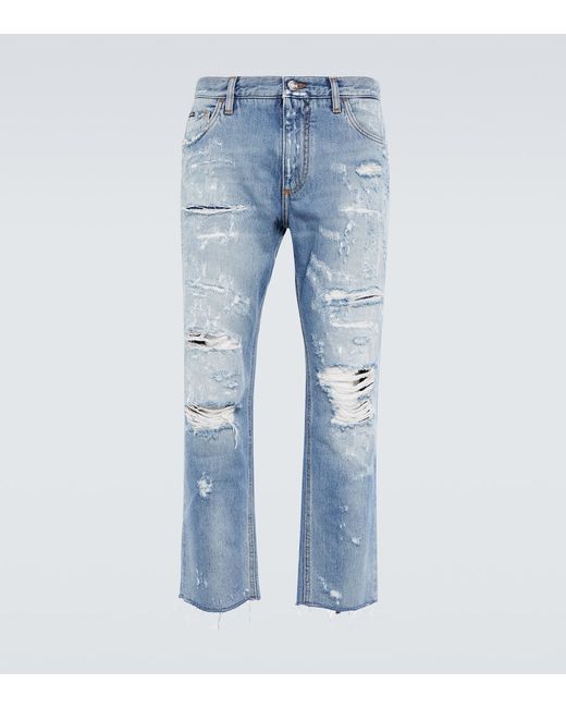Dolce & Gabbana Distressed mid-rise straight jeans