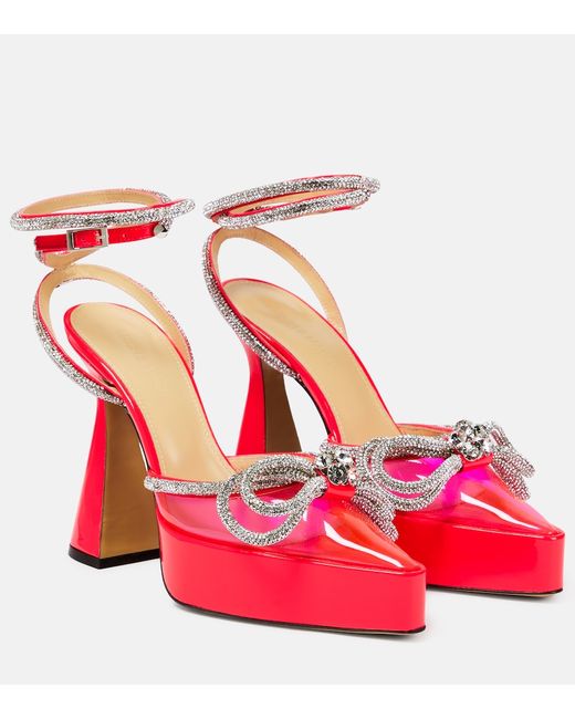 Mach & Mach Double bow crystal-embellished platform sandals