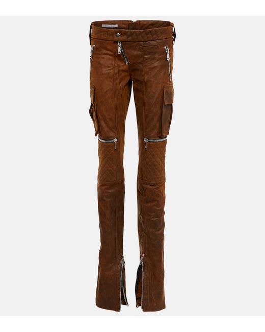 Laquan Smith High-rise straight leather pants