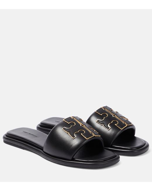 Tory Burch Double T leather slides