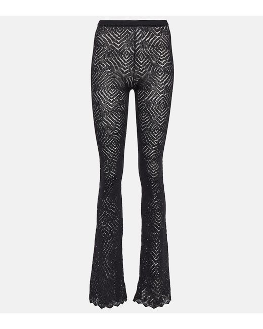 Alessandra Rich Embellished high-rise flared lace pants