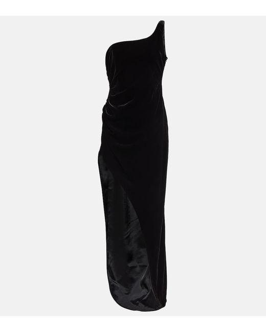 Alessandra Rich One-shoulder velvet maxi dress