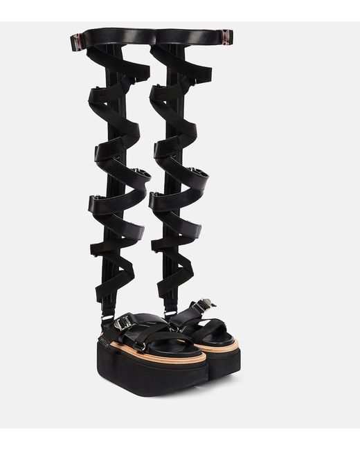 Sacai Lace-up leather sandals