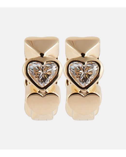 Sydney Evan Heart Diamond 14kt gold hoop earrings