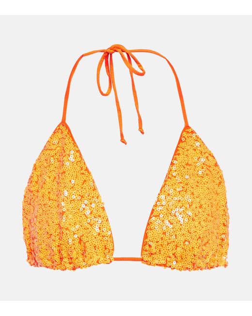 Norma Kamali Sequin-embellished bikini top