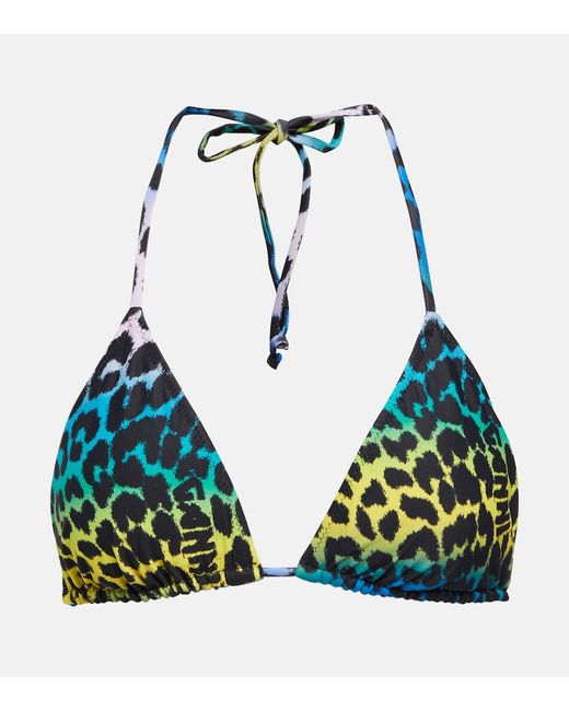 Ganni Leopard-print triangle bikini top