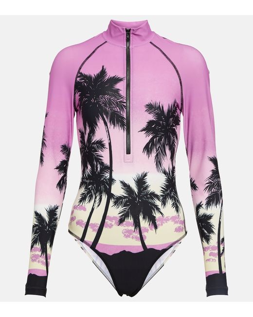Palm Angels Pink Sunset printed swimsuit