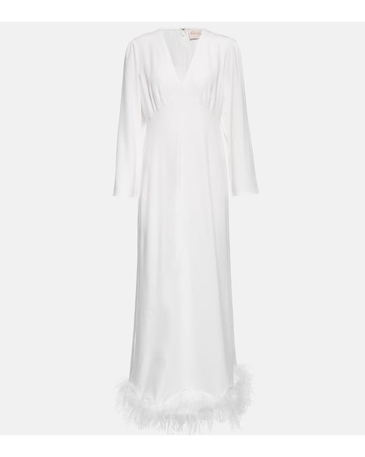 rixo Bridal Mya feather-trimmed dress