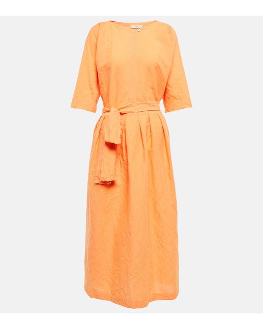 Vince Belted linen and cotton dress