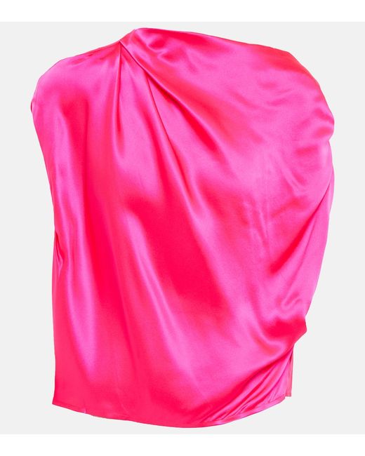 The Sei One-shoulder draped silk top