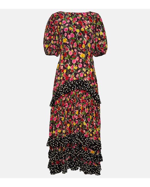 rixo Shireen floral silk midi dress