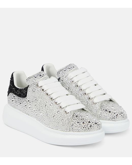 Alexander McQueen Oversized crystal-embellished leather sneakers
