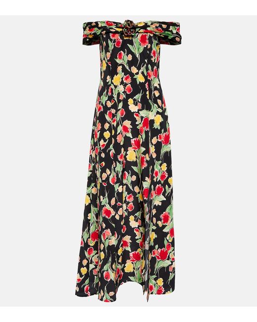 rixo Freya floral silk midi dress