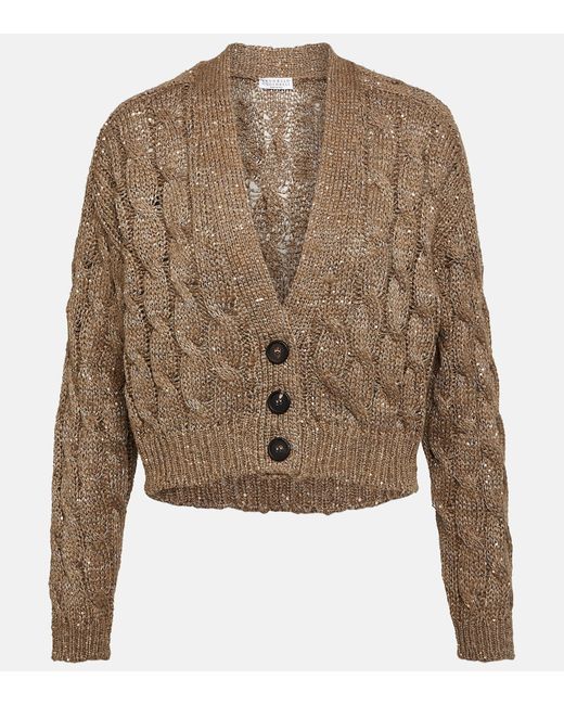 Brunello Cucinelli Cable-knit embellished cardigan