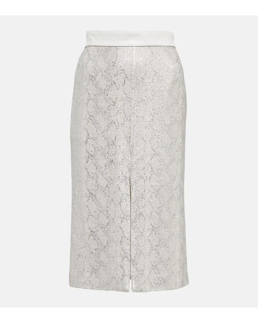 Jacques Wei Sequined snake-effect midi skirt