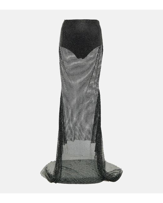Giuseppe Di Morabito Crystal-embellished mesh maxi skirt