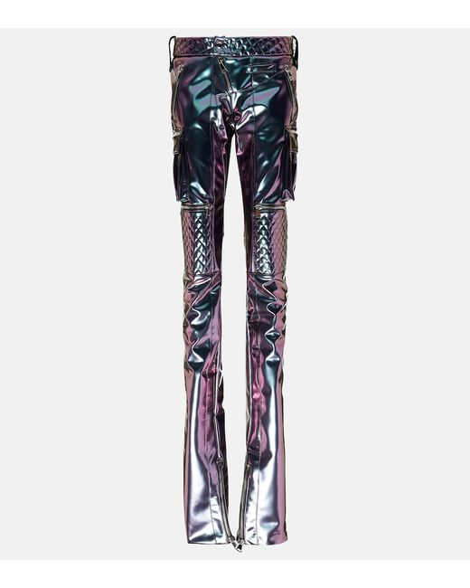 Laquan Smith Holographic straight-leg cargo pants